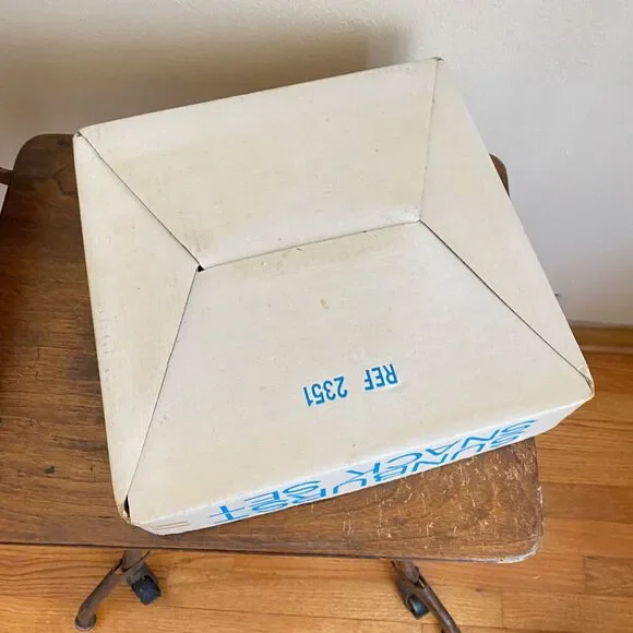 Vintage In Box Indiana Glass Sunburst Crystal Clear Plate & Cup Snack Set of 4 - Picture 4 of 10